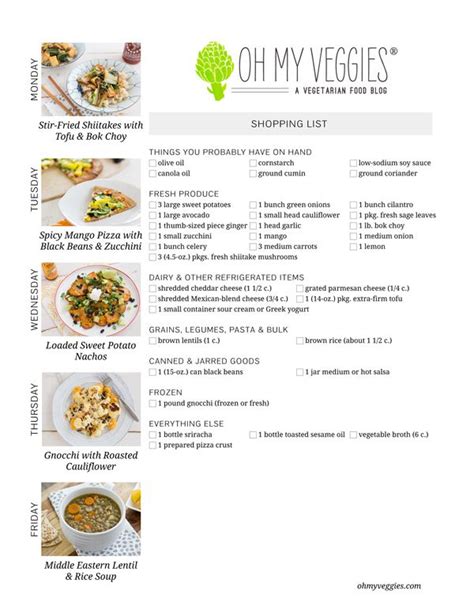 oh my veggies|14 day meatless meal plan.